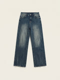Jeans Denim Sfumati a Gamba Larga