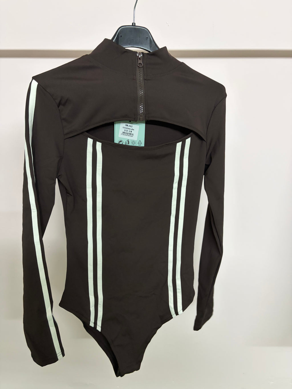 Body Long Sleeve Cut-Out Red Coffee