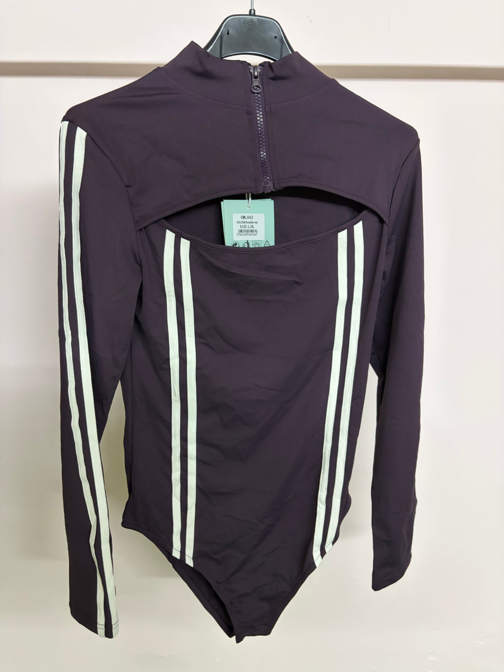 Body Long Sleeve Cut-Out Purplish Red