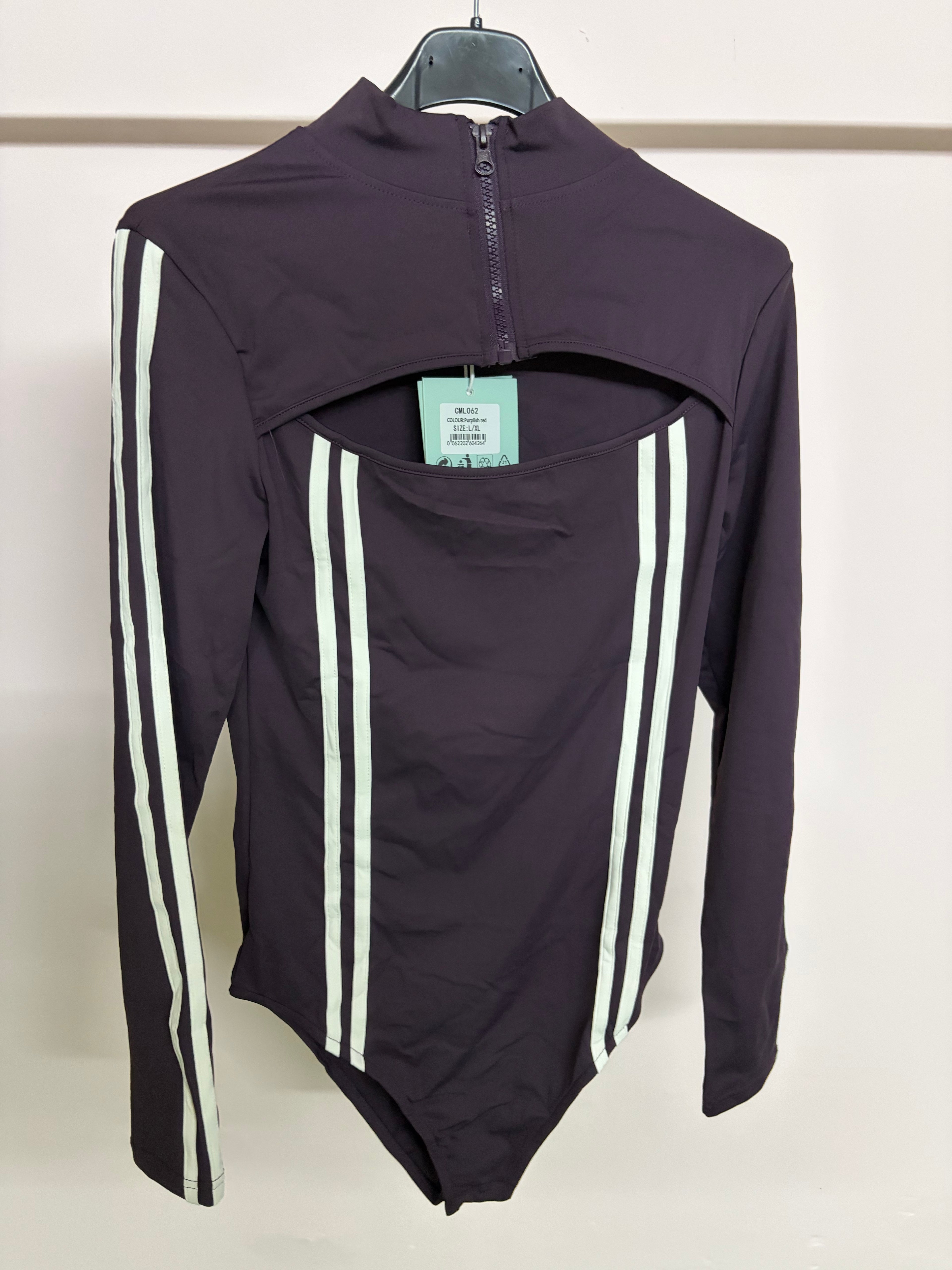 Body Long Sleeve Cut-Out Purplish Red
