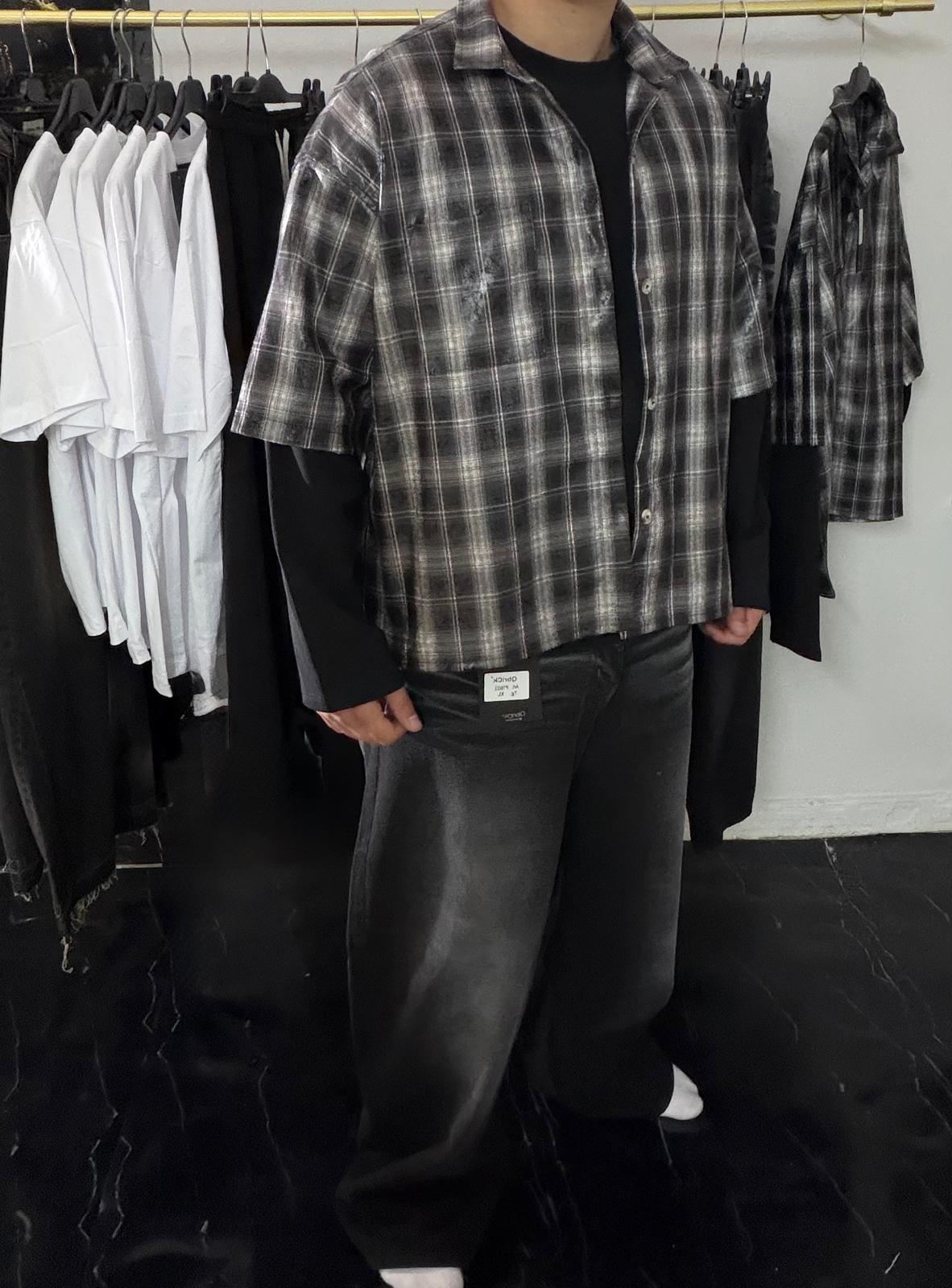 Camicia Tartan Grigia Double Layer